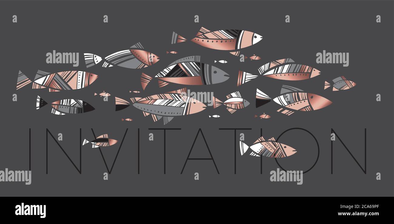 Mittelmeer Sommer Mosaik Fischmuster für Hintergrund, für Karte, Header, Einladung, Poster, Social Media, Post-Veröffentlichung. Pastellfarben dekorativ Stock Vektor