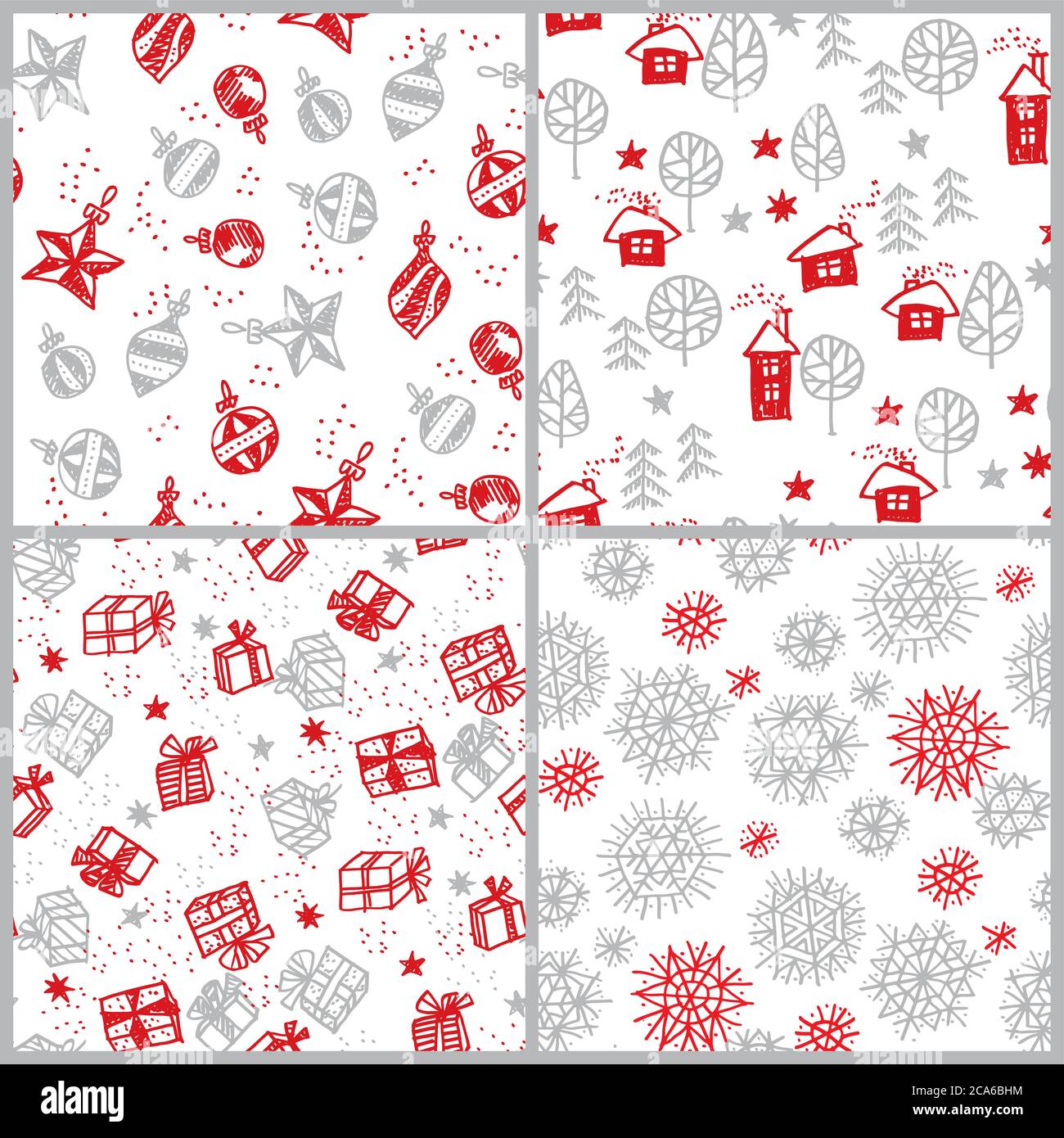 Cute Hand gezeichnet Winter Urlaub nahtlose Muster für Hintergrund, Wrap, Stoff, Textil, Wrap, Oberfläche, Web-und Print-Design. Rote Skizze wiederholbare moti Stock Vektor