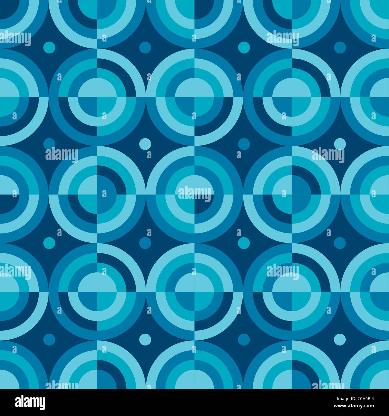 Fun einfache runde Wassertropfen geometrische nahtlose Muster. Dekorative Kreis blau Rapport für Hintergrund, Wrap, Stoff, Textil, Wrap, Oberfläche, Web und p Stock Vektor