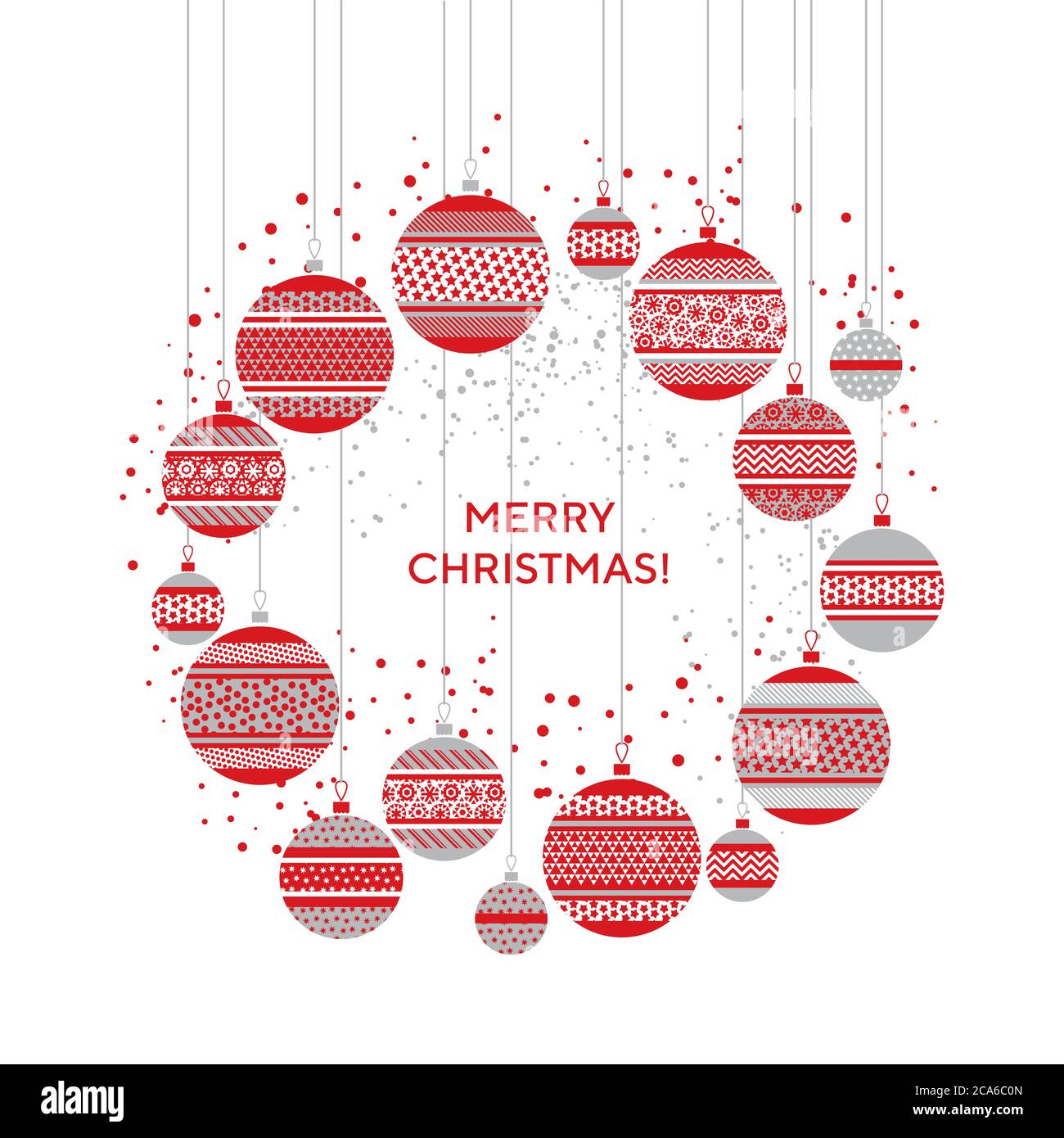 Strickpullover-Motiv in Weihnachtsbaumkugeln. Rot und grau traditionelle geometrische Weihnachtsdekoration Design für Karte, Header, Einladung, Poster, Socia Stock Vektor