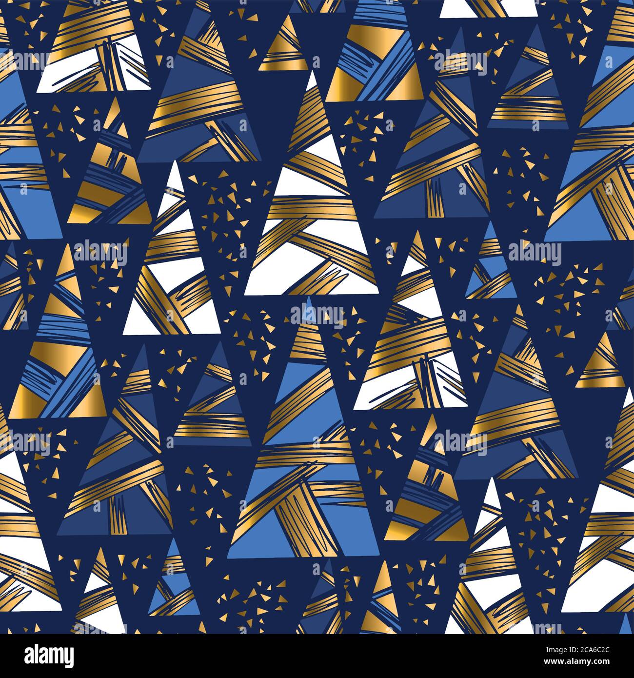 Luxus Weihnachtsbaum geometrische nahtlose Muster für Hintergrund, Stoff, Textil, Wrap, Oberfläche, Web und Print. Gold und blau Farben wiederholbar ra Stock Vektor