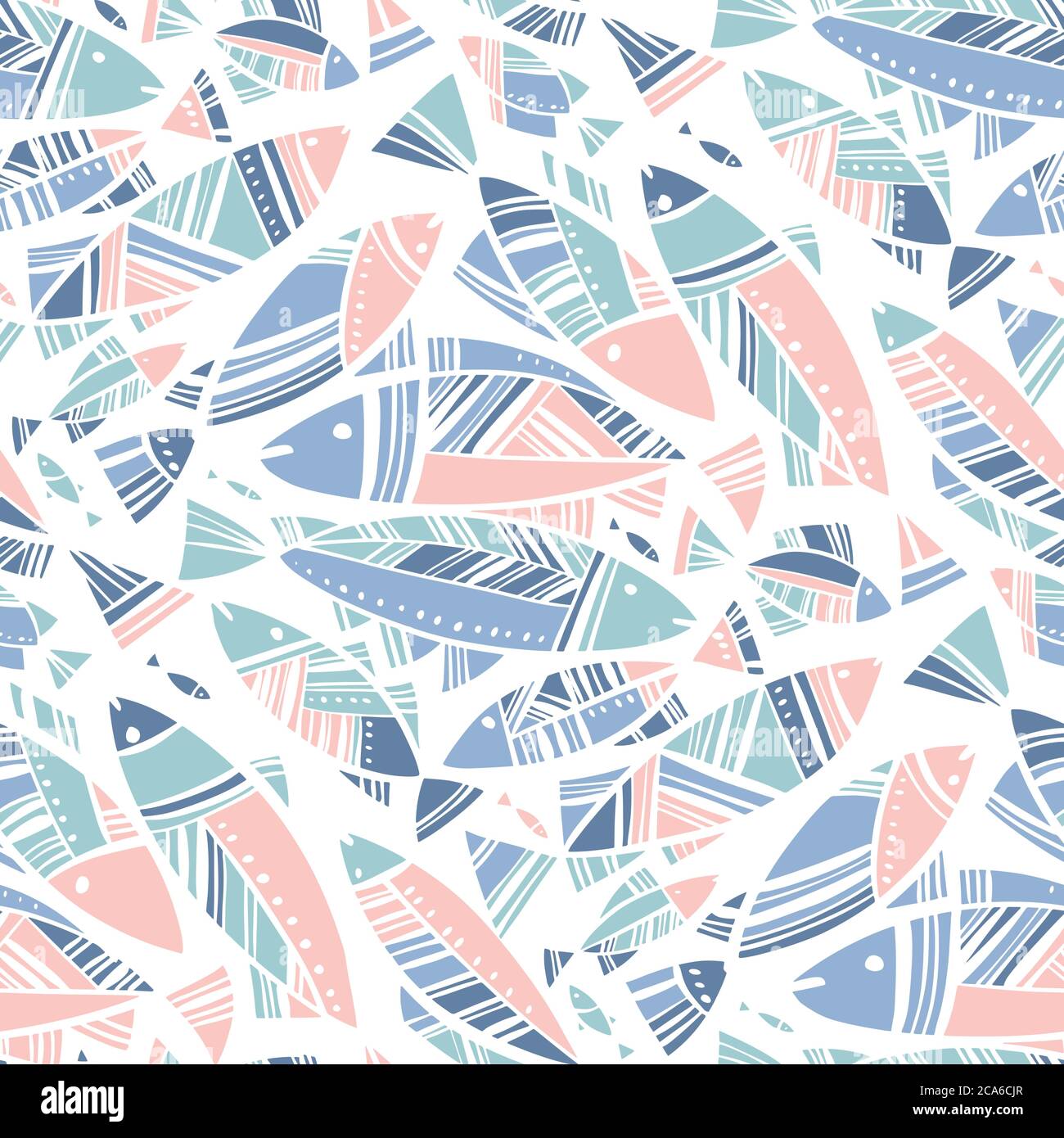 Mittelmeer Sommer Mosaik Fisch nahtlose Muster für Hintergrund, Wrap, Stoff, Textil, Wrap, Oberfläche, Web-und Print-Design. Pastellfarben dekorativ Stock Vektor