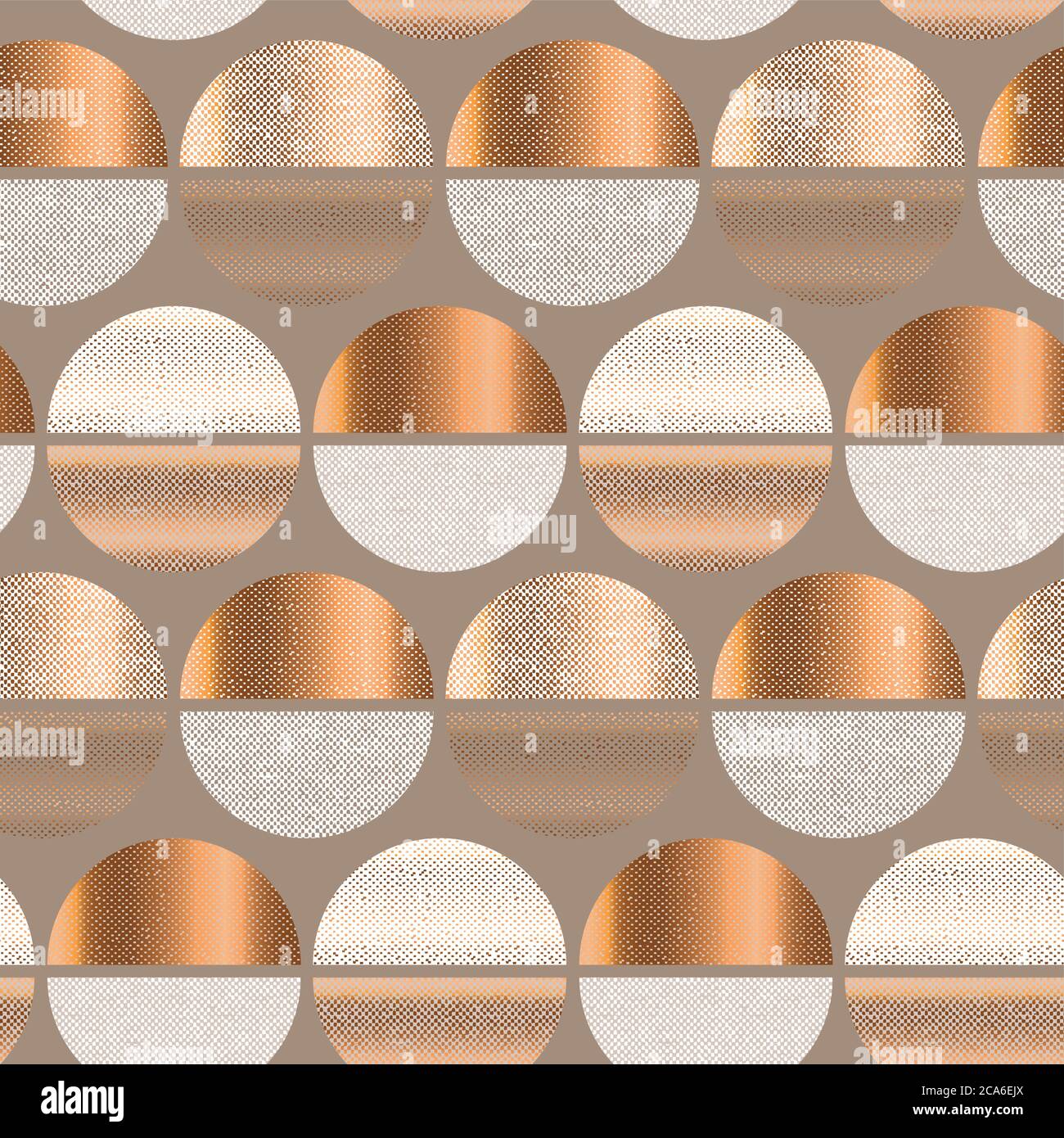 Helle goldene geometrische runde Formen nahtlose Muster für Hintergrund, Stoff, Textil, Wrap, Oberfläche, Web-und Print-Design. Abstrakter Luxus. Stock Vektor