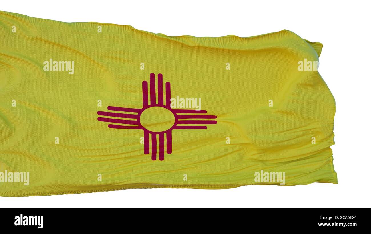 New Mexico Flagge isoliert auf weißem Hintergrund. 3d-Illustration Stockfoto