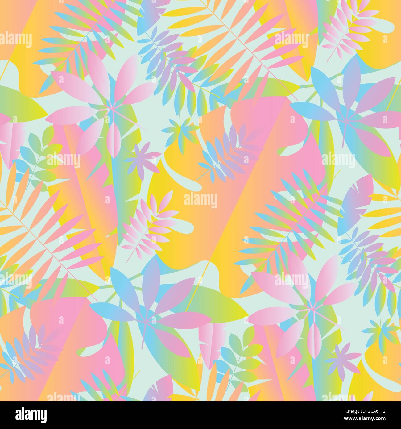 Bunte Pastell Neonfarben geometrische Blätter nahtlose Muster für Hintergrund, Stoff, Textil, Wrap, Oberfläche, Web-und Print-Design. Tropische Natur ab Stock Vektor