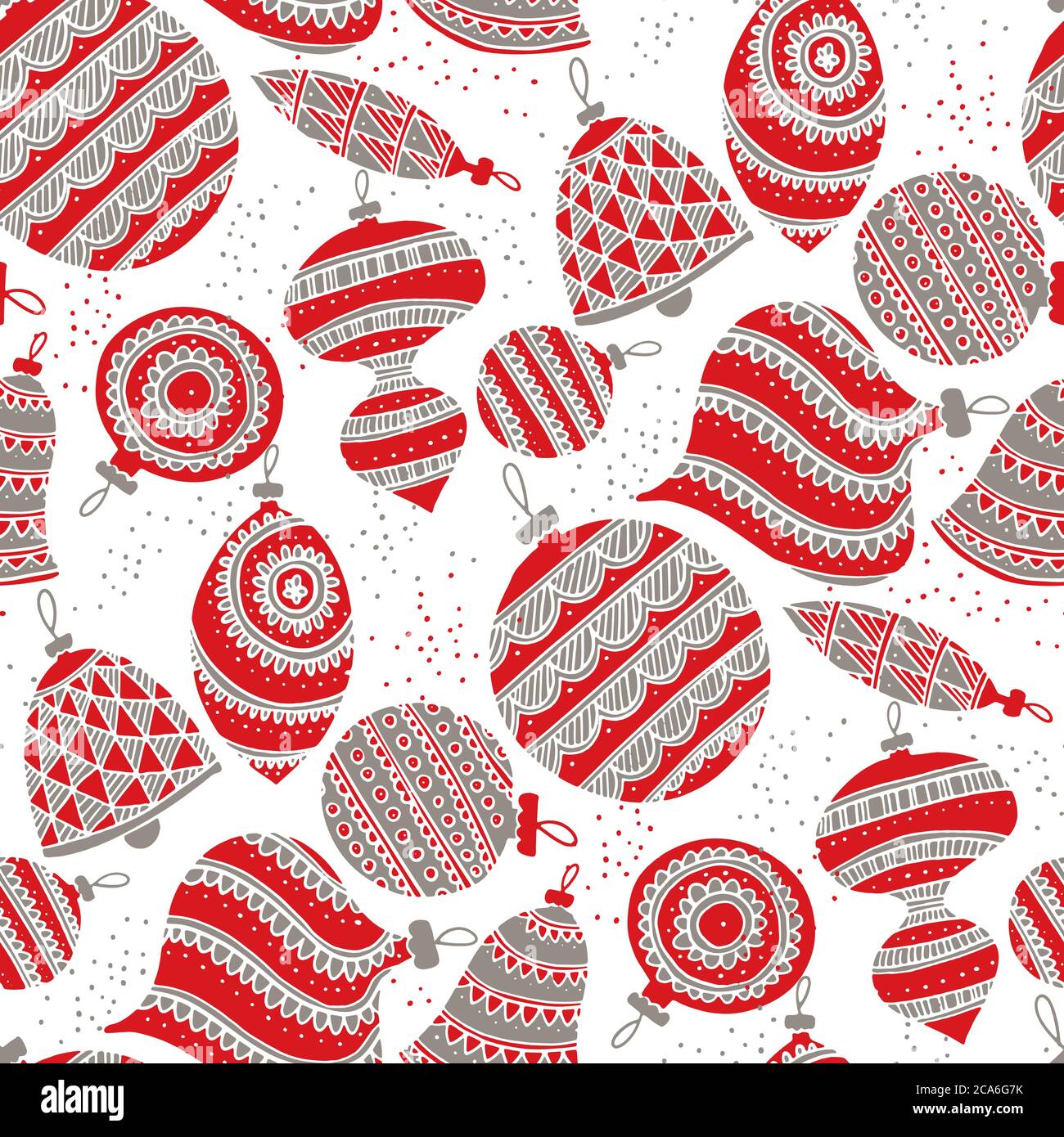 Cute hell rot und grau Weihnachtskugeln nahtlose Muster für Hintergrund, Wrap, Stoff, Textil, Wrap, Oberfläche, Web-und Print-Design. Weihnachten und Neu ja Stock Vektor