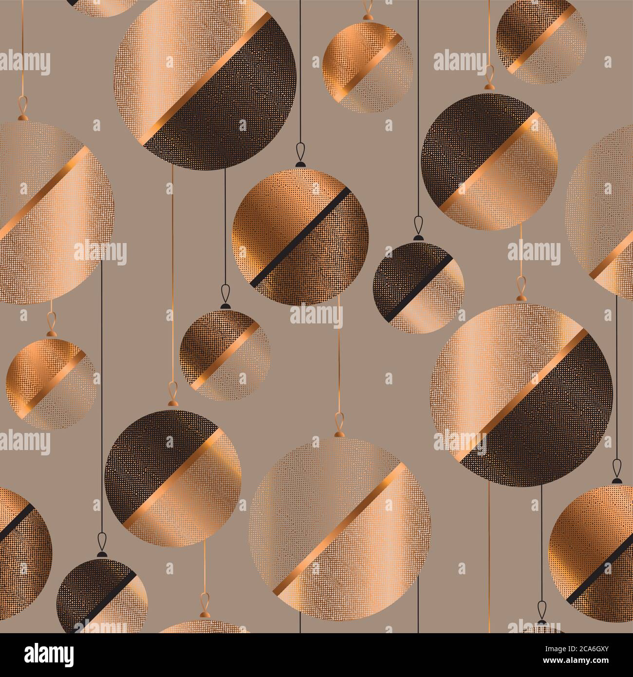 Beige und Gold lakonische Weihnachtskugeln nahtlose Muster für Hintergrund, Wrap, Stoff, Textil, Wrap, Oberfläche, Web-und Print-Design. Elegantes maskulines Design Stock Vektor