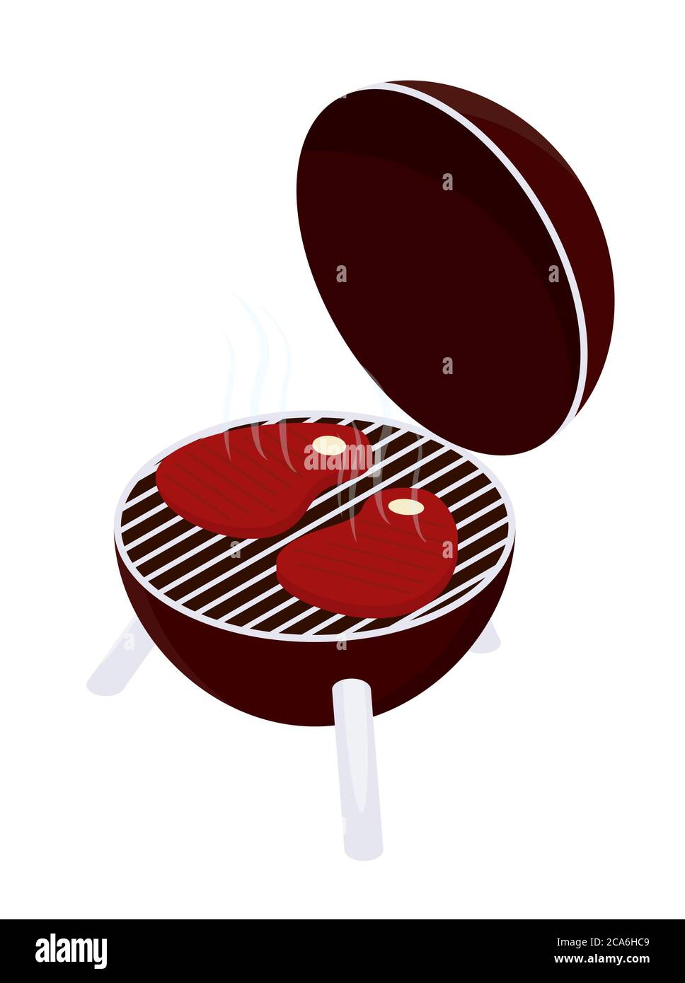 Gegrilltes Steak. Isometrischer Grill isoliert auf weißem Hintergrund. Grill Vektor-Illustration. Sommer Picknick-Konzept Stock Vektor