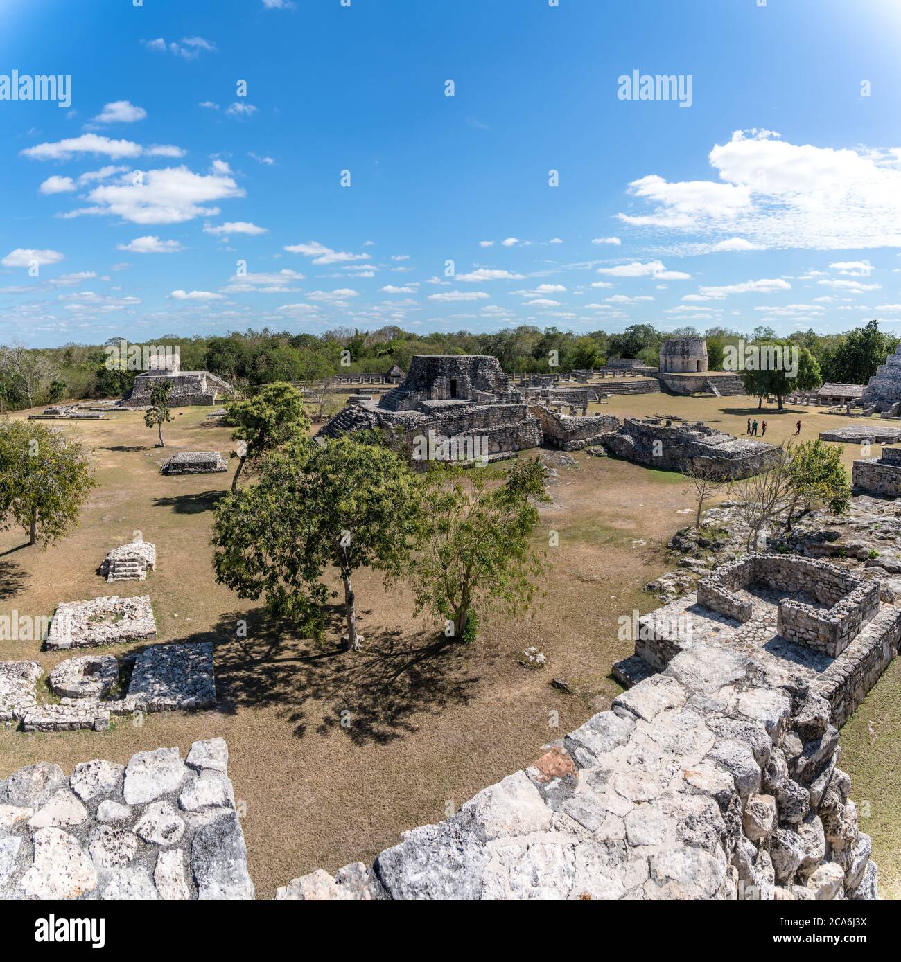 Ruinen der post-klassischen Maya-Stadt Mayapan, Yucatan, Mexiko. Stockfoto