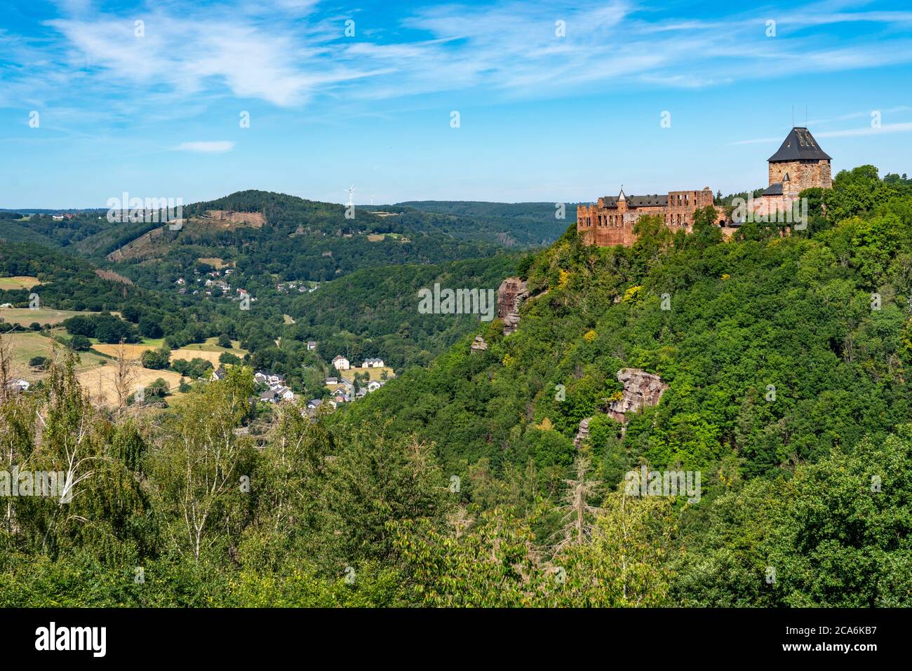 Schloss Nideggen, oberhalb des Rurtals, Bergfried, Eifel, NRW, Deutschland, Stockfoto