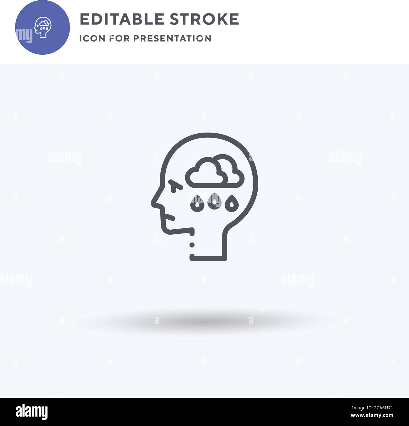 Tiefdruck-Symbolvektor, gefülltes flaches Zeichen, solides Piktogramm isoliert auf Weiß, Logo-Illustration. Symbol für Depressionen zur Präsentation. Stock Vektor