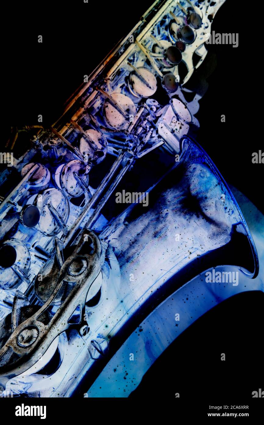 Spannende abstrakte Farben auf Jazz Band Saxaphon Konzept Stockfoto