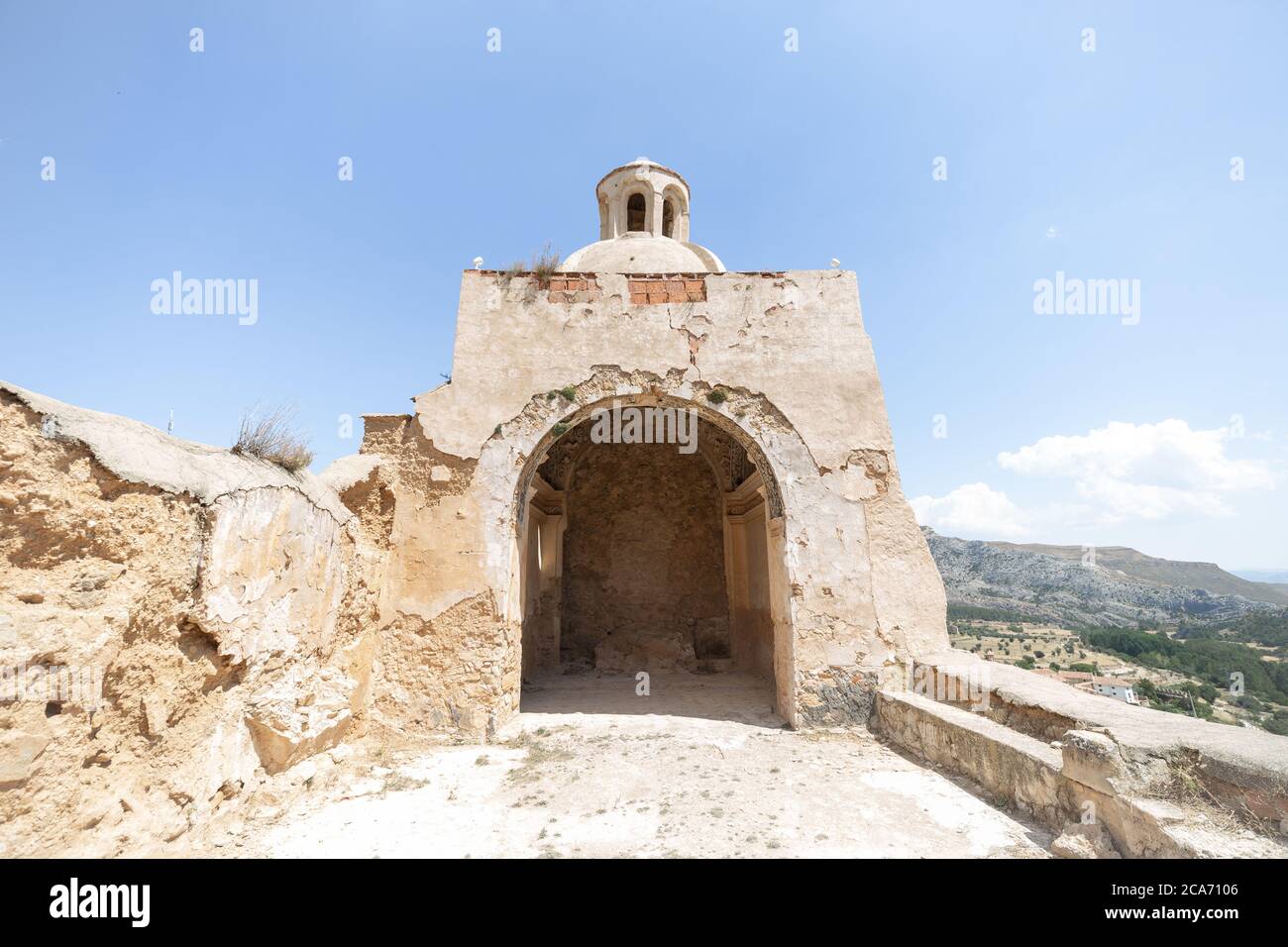 Ruinen der mittelalterlichen Burg Einsiedelei von Los Poyos in Las cuevas d Stockfoto