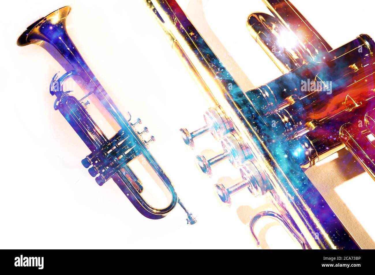 Spannende abstrakte Farben Jazz Trompete Blasband Konzept Stockfoto