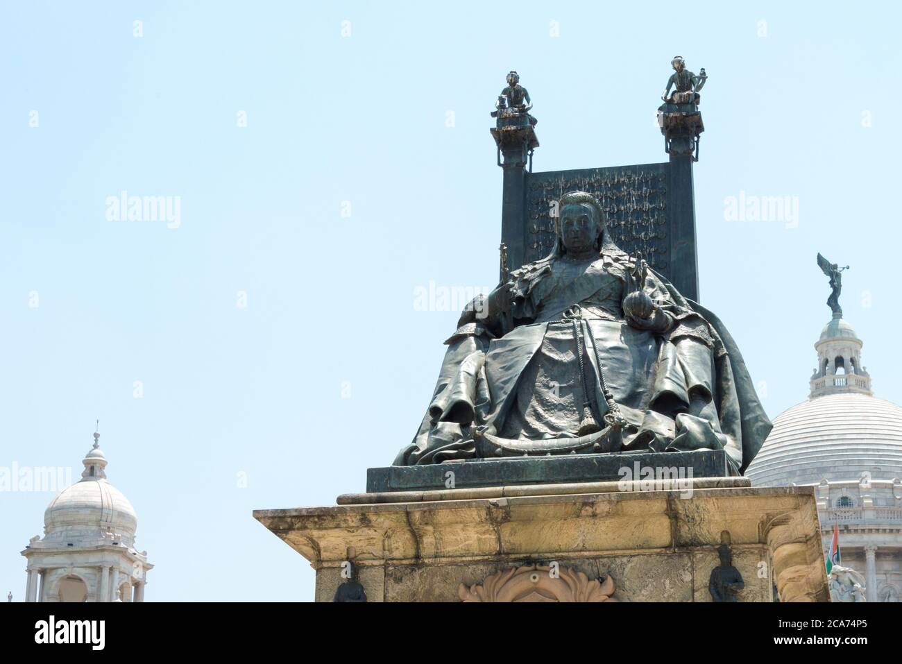 Kolkata, Indien - Königin Victoria Statue. Eine berühmte historische Stätte in Kolkata, Westbengalen, Indien. Stockfoto