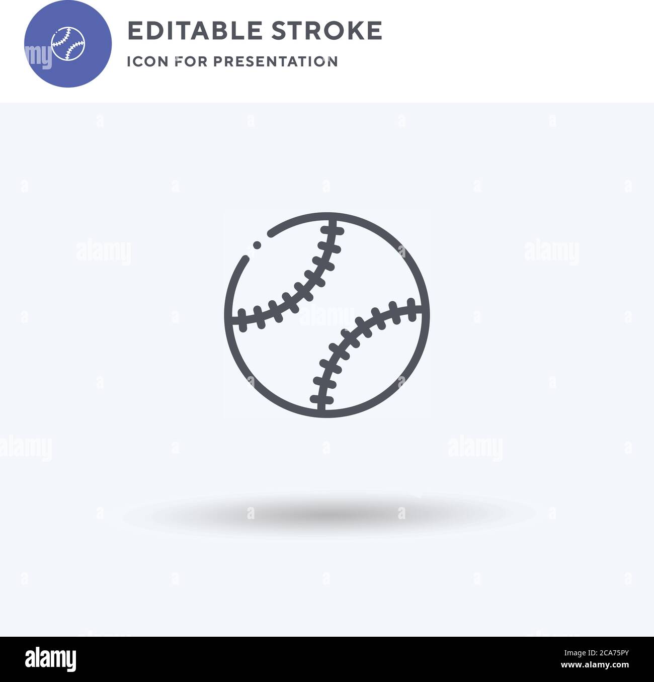Baseball Ball Icon Vektor, gefülltes flaches Zeichen, solides Piktogramm isoliert auf weiß, Logo Illustration. Baseball Ball Symbol für die Präsentation. Stock Vektor