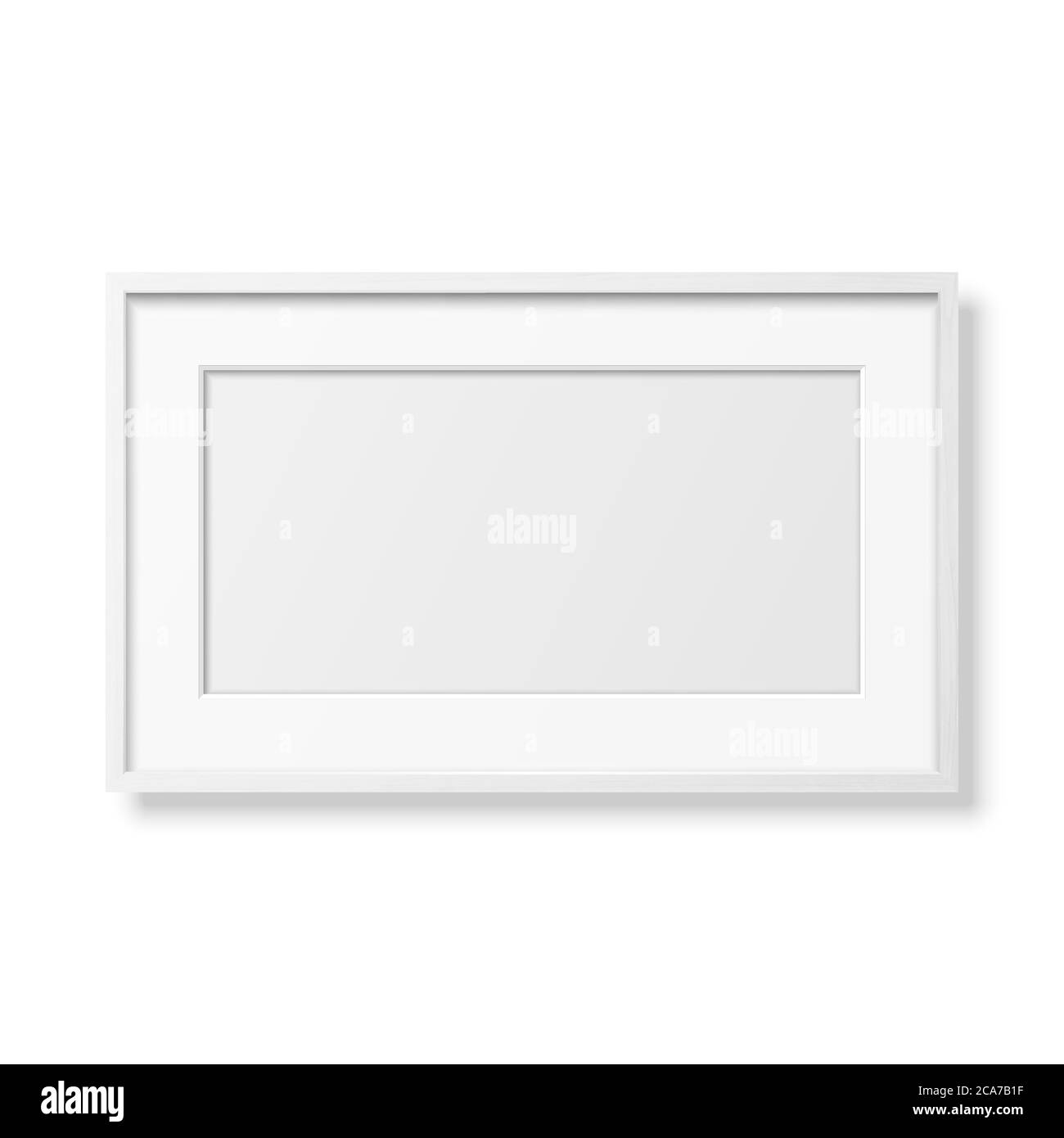 Vektor 3d realistisch Horizontal Weiß Holz einfach Modern Frame Symbol Nahaufnahme isoliert auf Weiß. Es kann für Präsentationen verwendet werden. Designvorlage für Stock Vektor