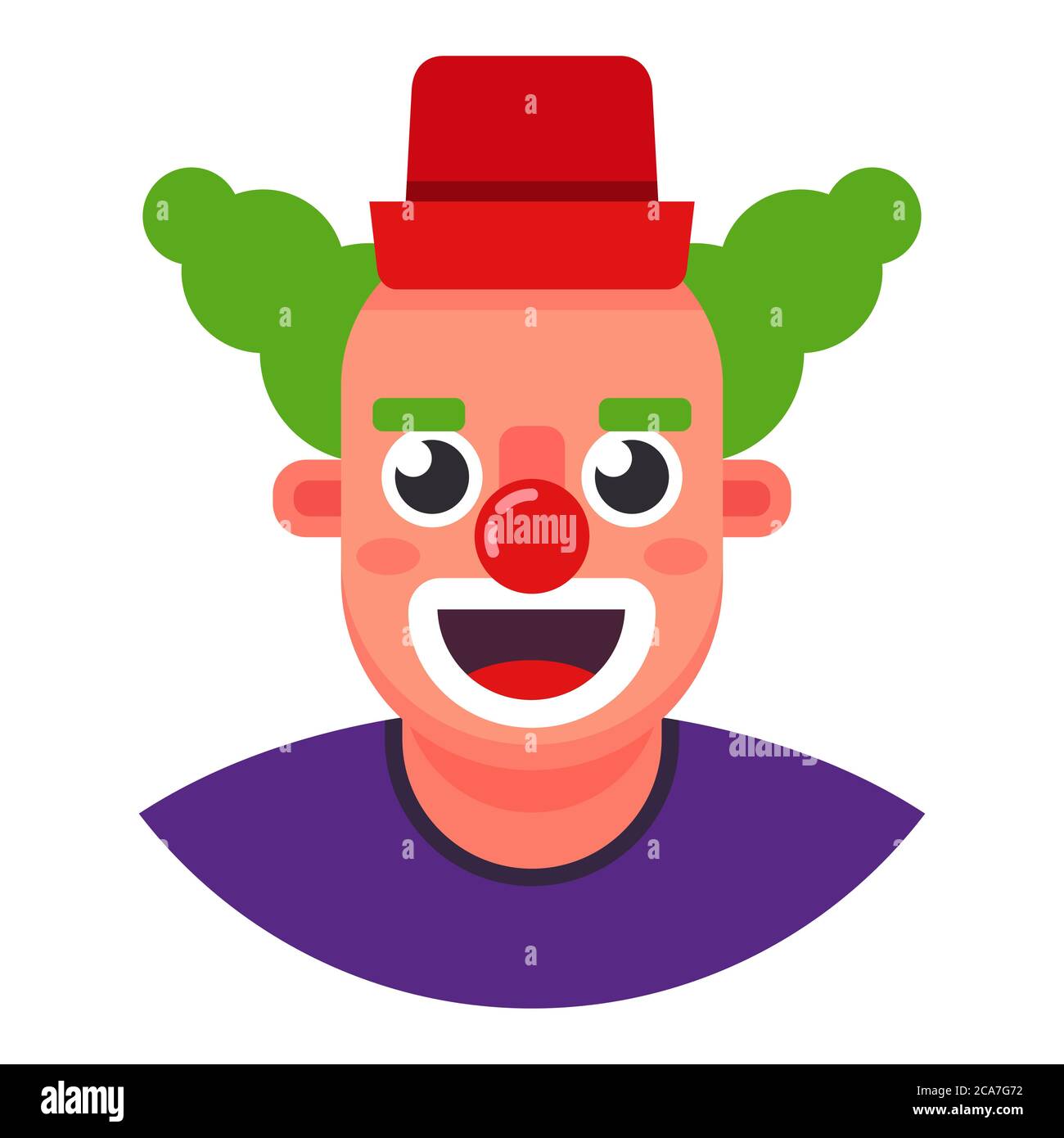 Witziger Clown. Der Kopf lächelt. Vektorgrafik für flache Zeichen. Stock Vektor