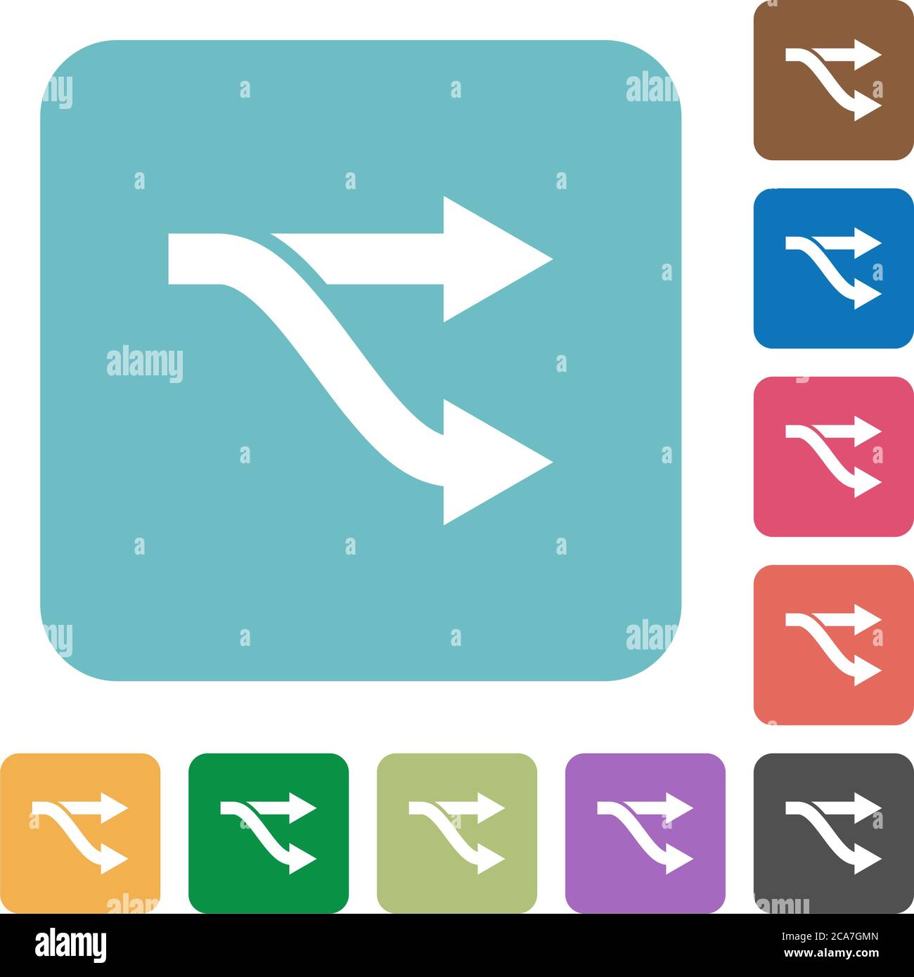 Weiße flache Symbole auf abgerundeten quadratischen Hintergründen Stock Vektor