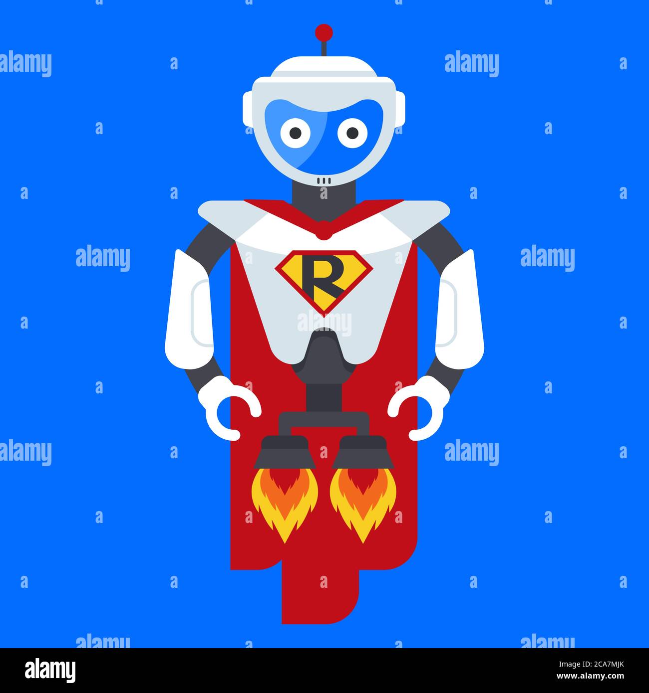 Eisen-Roboter-Superheld. Charakter aus der Zukunft. Science-Fiction-Helden.  Flache Vektor-Illustration Stock-Vektorgrafik - Alamy