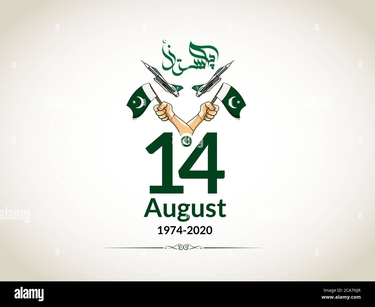 14. August Pakistans Unabhängigkeitstag. 1947 bis 2020 am besten am Unabhängigkeitstag von Pakistan Shirts und Aufkleber zu verwenden. Stock Vektor