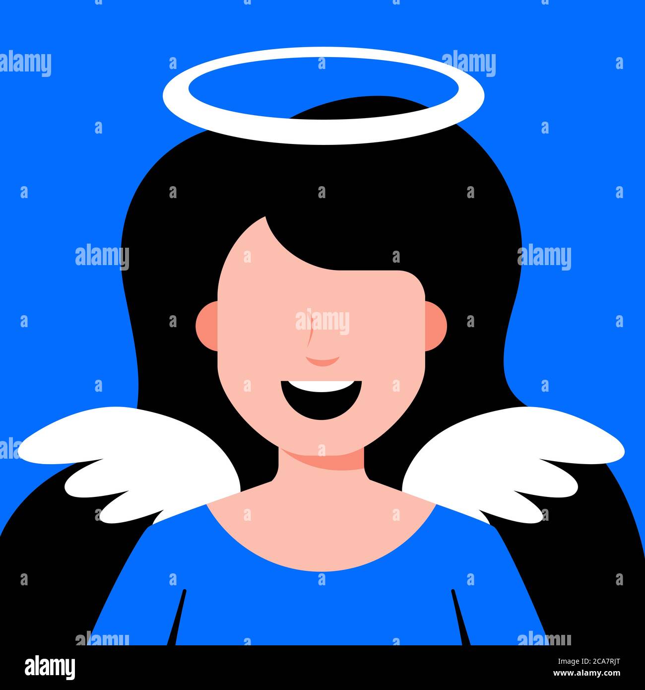 Engel Mädchen mit Flügeln. Religiöse Kostüm Cosplay. Vektorgrafik für flache Zeichen. Stock Vektor
