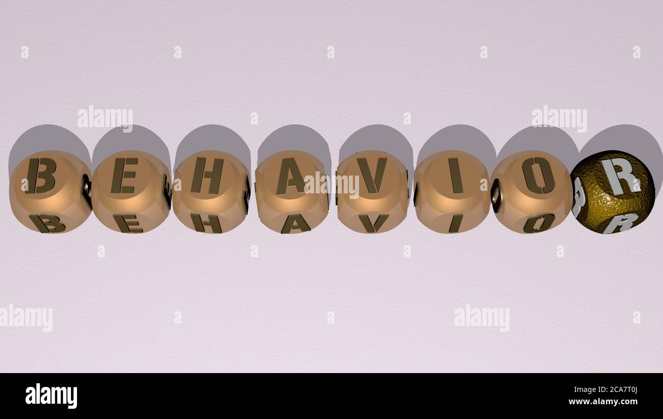 Kombination von Verhalten durch kubische Buchstaben aus der oberen Perspektive gebaut, hervorragend für die Konzeptpräsentation. Illustration und Hintergrund. 3D-Illustration Stockfoto