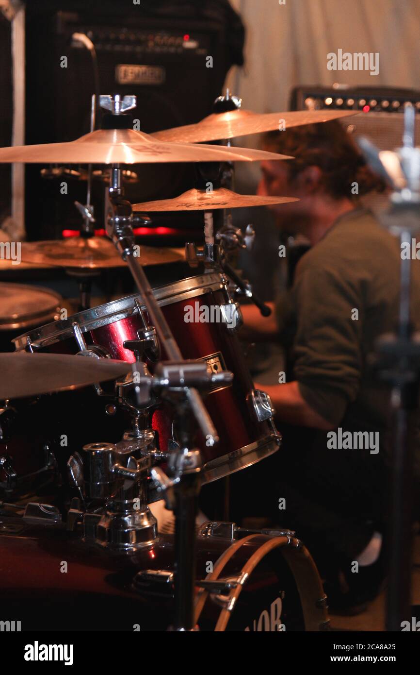 Schlagzeug in einem Musikstudio. Stockfoto