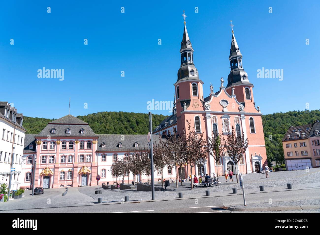 Die St. Salvator Basilika, in Prüm, Eifel, Rheinland-Pfalz, Deutschland Stockfoto