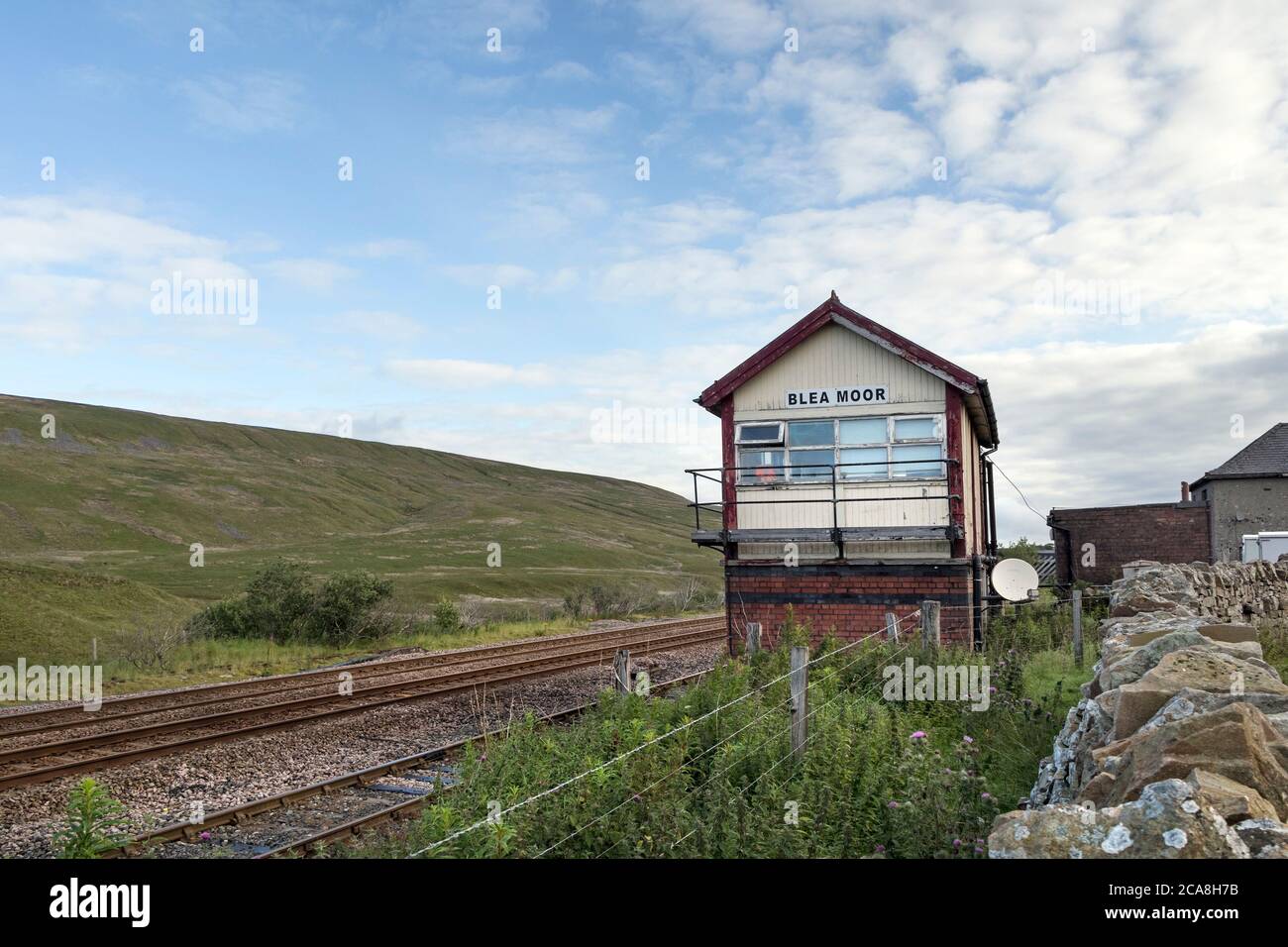 Die Blea Moor Signal Box auf der Settle to Carlisle Railway Line, Yorkshire Dales, Yorkshire, UK Stockfoto