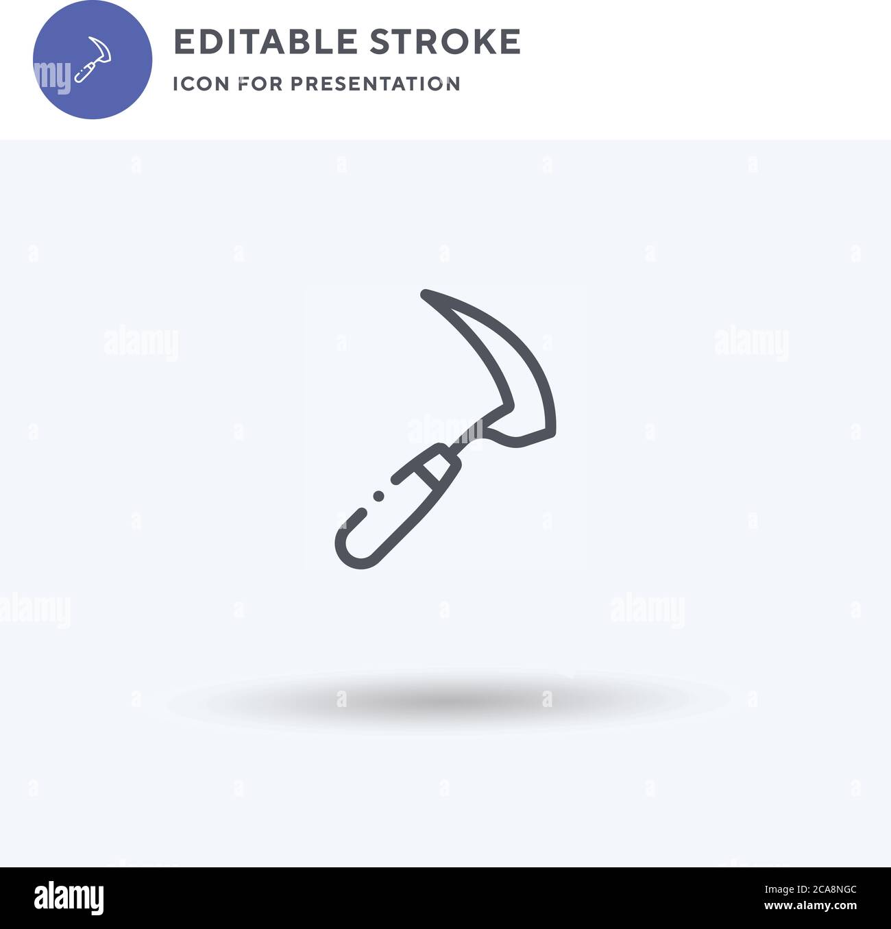 Sichel-Symbolvektor, gefülltes flaches Zeichen, solides Piktogramm isoliert auf weiß, Logo-Illustration. Sichelsymbol für die Präsentation. Stock Vektor