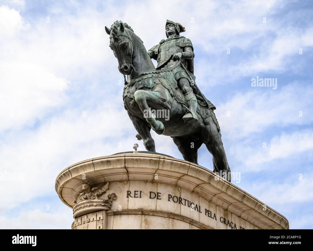 Reiterstatue des Königs Johann I. von Portugal, Praça da Figueira, Lissabon Stockfoto