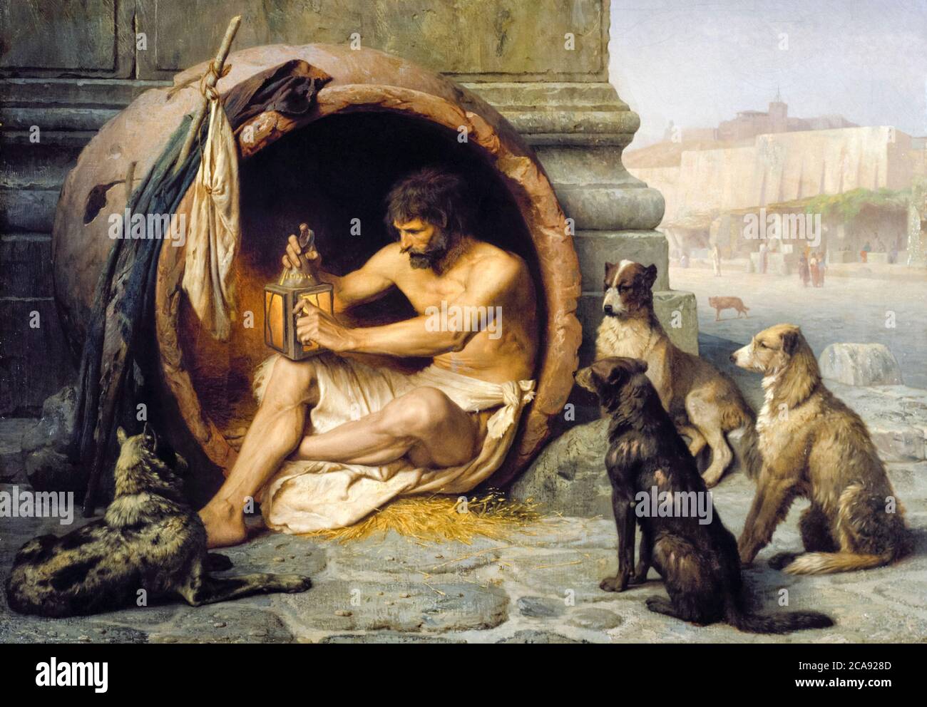 Griechischer Philosoph Diogenes (404-323 v. Chr.), Gemälde von Jean Léon Gérôme, 1860 Stockfoto