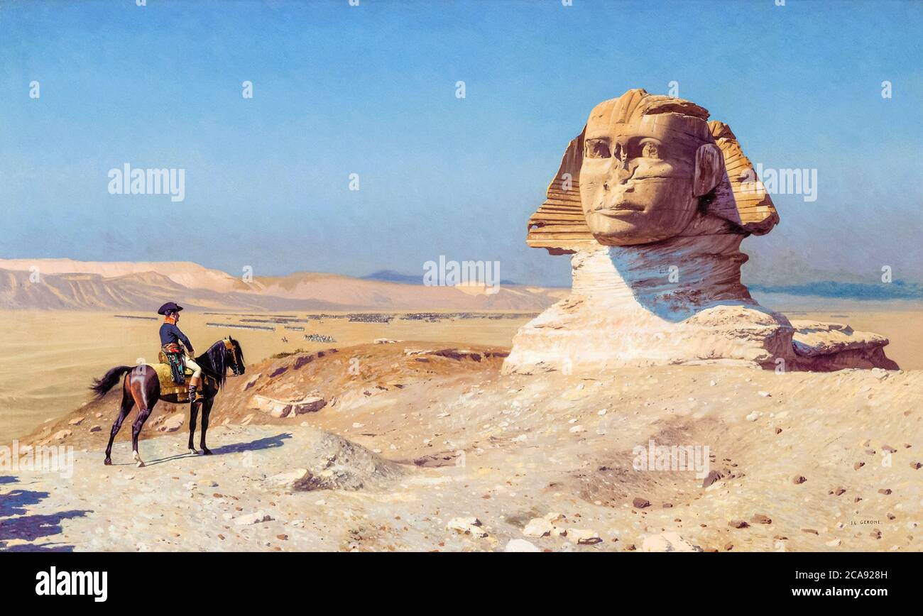 Jean Léon Gérôme, Bonaparte vor der Sphinx (Napoleon Bonaparte, während seiner ägyptischen Kampagne), alias 'Ödipus', Malerei, 1886 Stockfoto