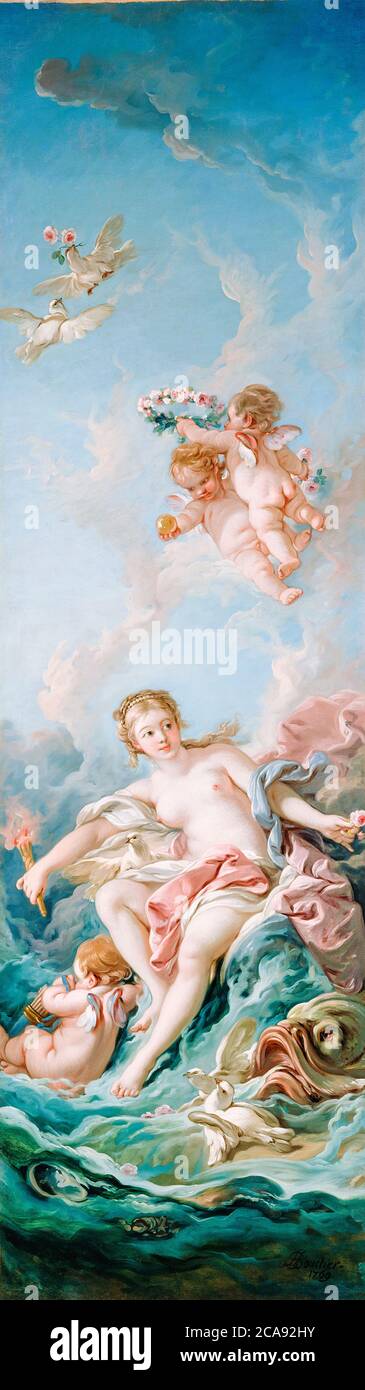 Venus auf den Wellen, dekorative Tafelmalerei von François Boucher, 1769 Stockfoto