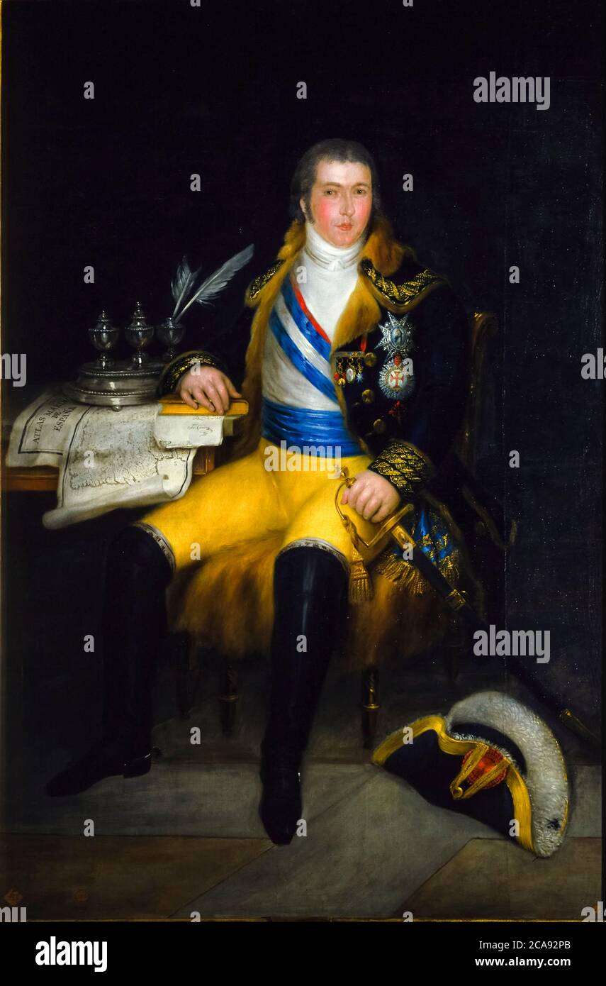 Manuel Godoy (1767-1851), Prinz des Friedens, erster Staatssekretär, Spanien, Porträtmalerei von Antonio Carnicero, 1807-1808 Stockfoto