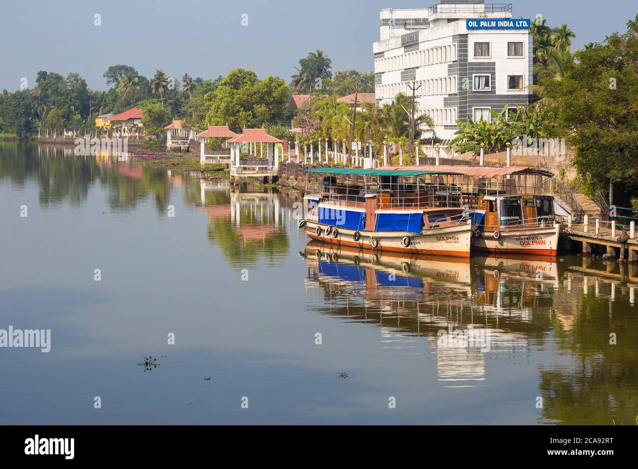 Kuttanad Fährhafen, Backwaters, Alappuzha (Alleppey), Kerala, Indien, Asien Stockfoto