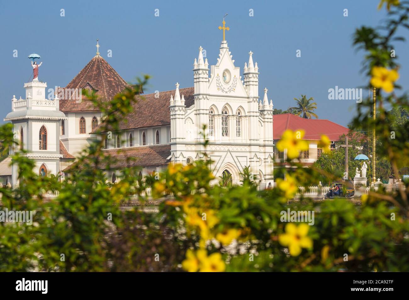 St. Mary Forane Kirche, Backwaters, Alappuzha (Alleppey), Kerala, Indien, Asien Stockfoto