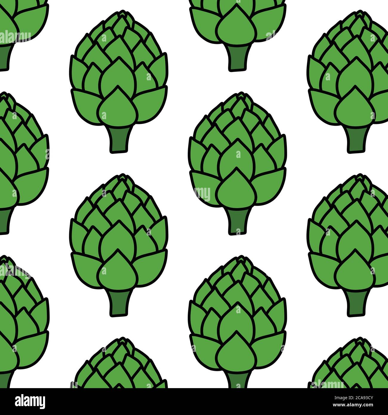 Artischocke nahtlose Doodle-Muster, Vektor-Illustration Stock Vektor