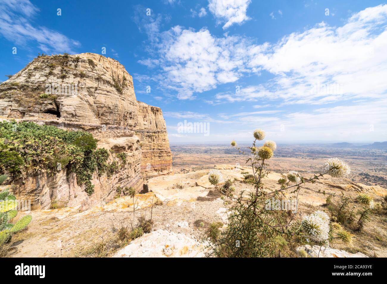 Sandsteinfelsen der Gheralta Berge, Tigray Region, Äthiopien, Afrika Stockfoto