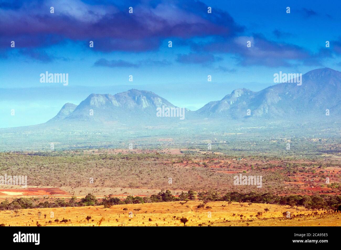 Kudu Point, Savannah und Taita Hills dahinter, Kenia, Ostafrika, Afrika Stockfoto