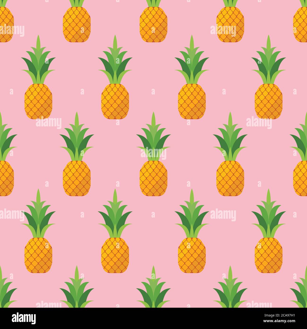 Ananas in flacher Form mit nahtlosem Muster. Vektorgrafik Stock Vektor