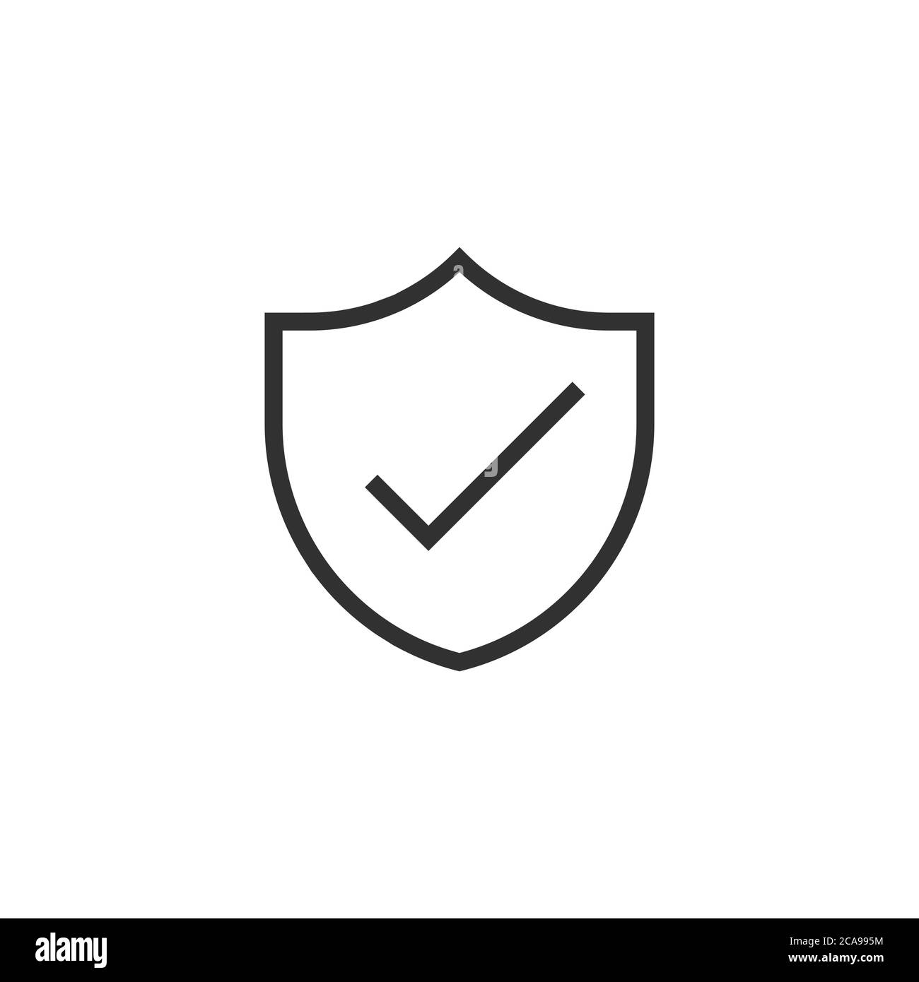 Schild und Häkchen Symbol Vektor Logo Vorlage. Sicherheits- oder Schutzsymbol für Website Computer und mobile Apps, ui. Vektorgrafik für Aktien Stock Vektor