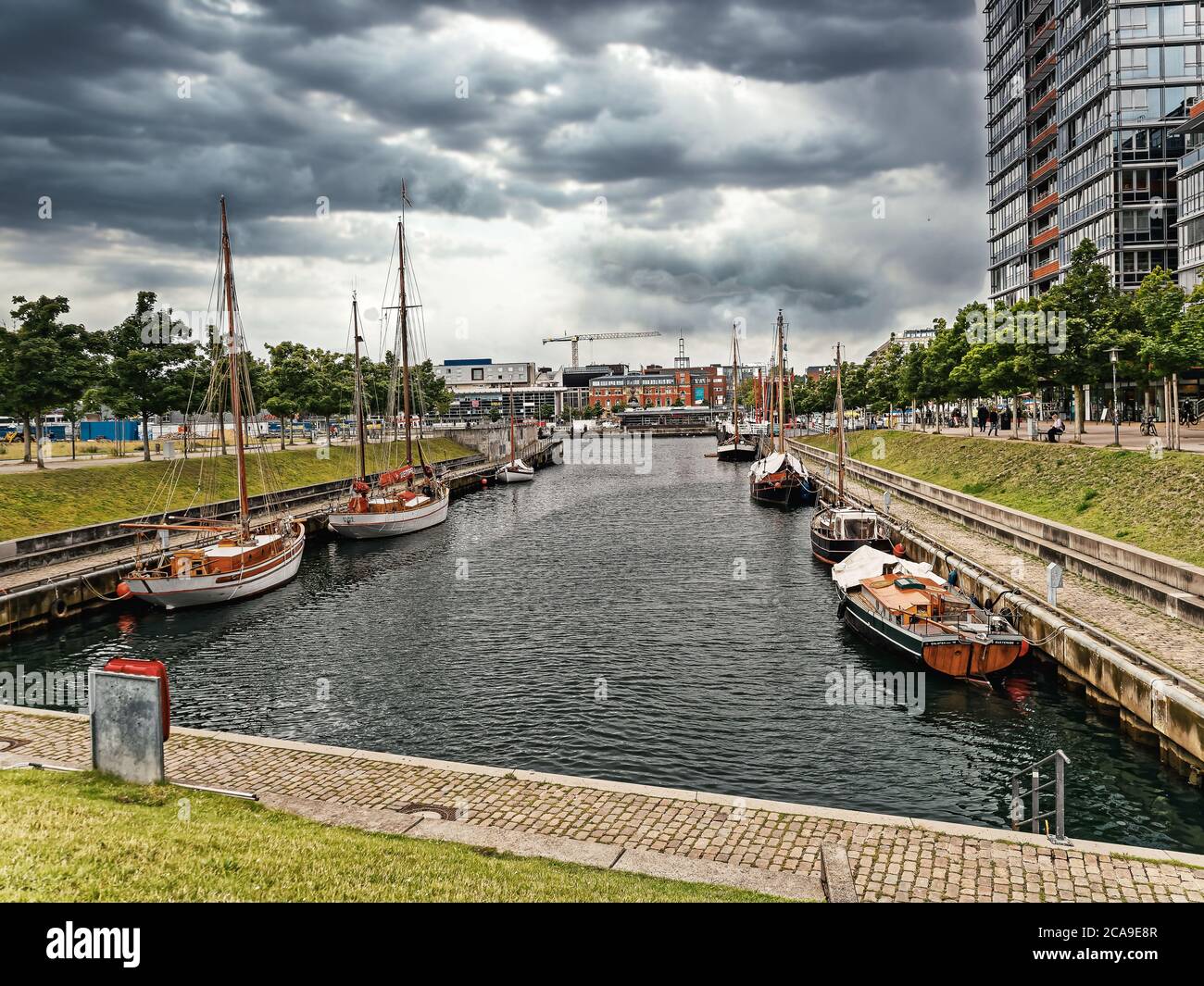 Germaniahafen alter Vintage Hafen in Kiel, Deutschland Stockfoto