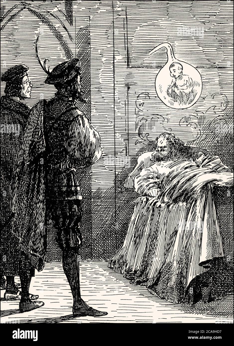 Mephistopheles und Faust in seinem alten Studium, zweiter Akt, Faust II, von Johann Wolfgang von Goethe Stockfoto