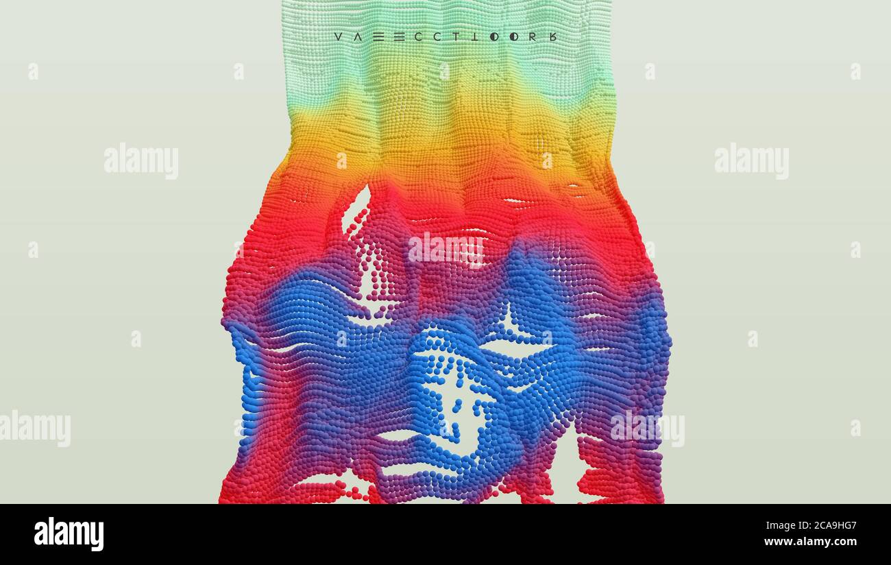 Partikel strömen. Abstrakter Hintergrund mit trendigen Farbverläufen. 3d Vektordarstellung für Werbung, Marketing oder Präsentation. Stock Vektor