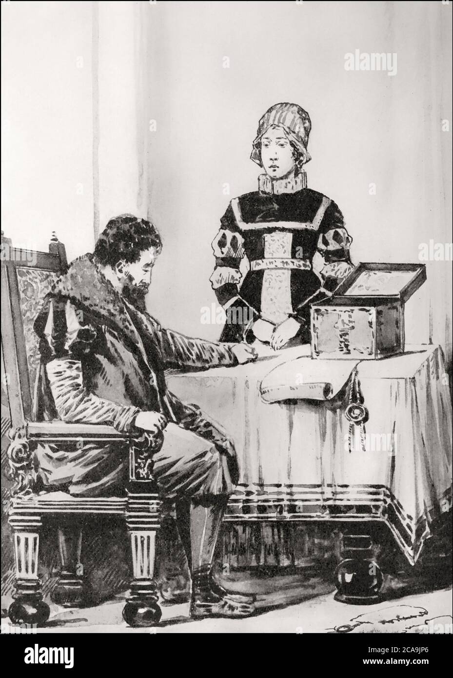 Szene aus Götz von Berlichingen, Adelbert von Weislingen stirbt, Drama von Johann Wolfgang von Goethe Stockfoto