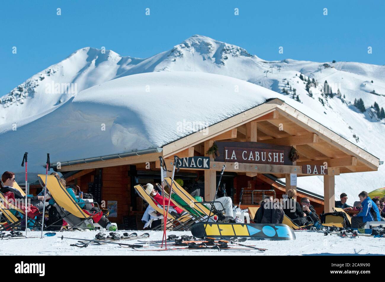 Das französische Skigebiet Les Gets in der Region Haute-Savoie im Südosten Frankreichs. Stockfoto