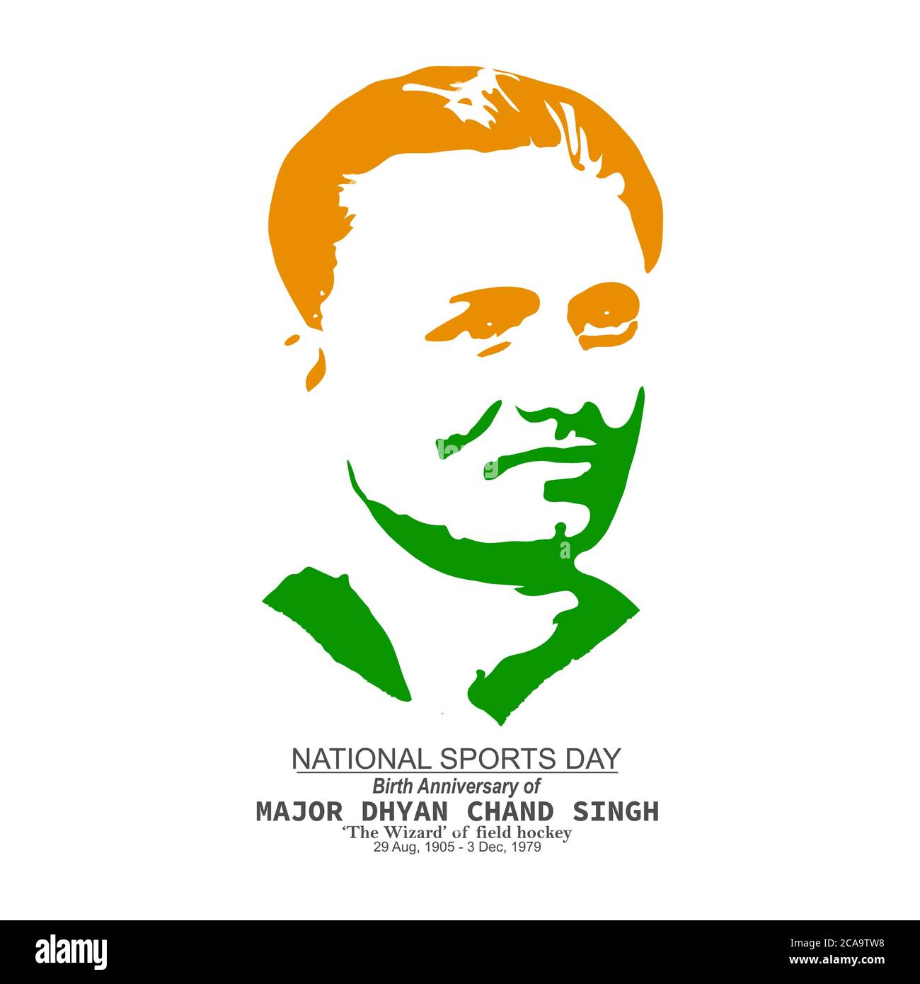 Vektor-Illustration des nationalen Sporttages, der auf dem Geburtstag von Major Dhyan Chand und Flagge im Pinselstil gefeiert wird Stock Vektor