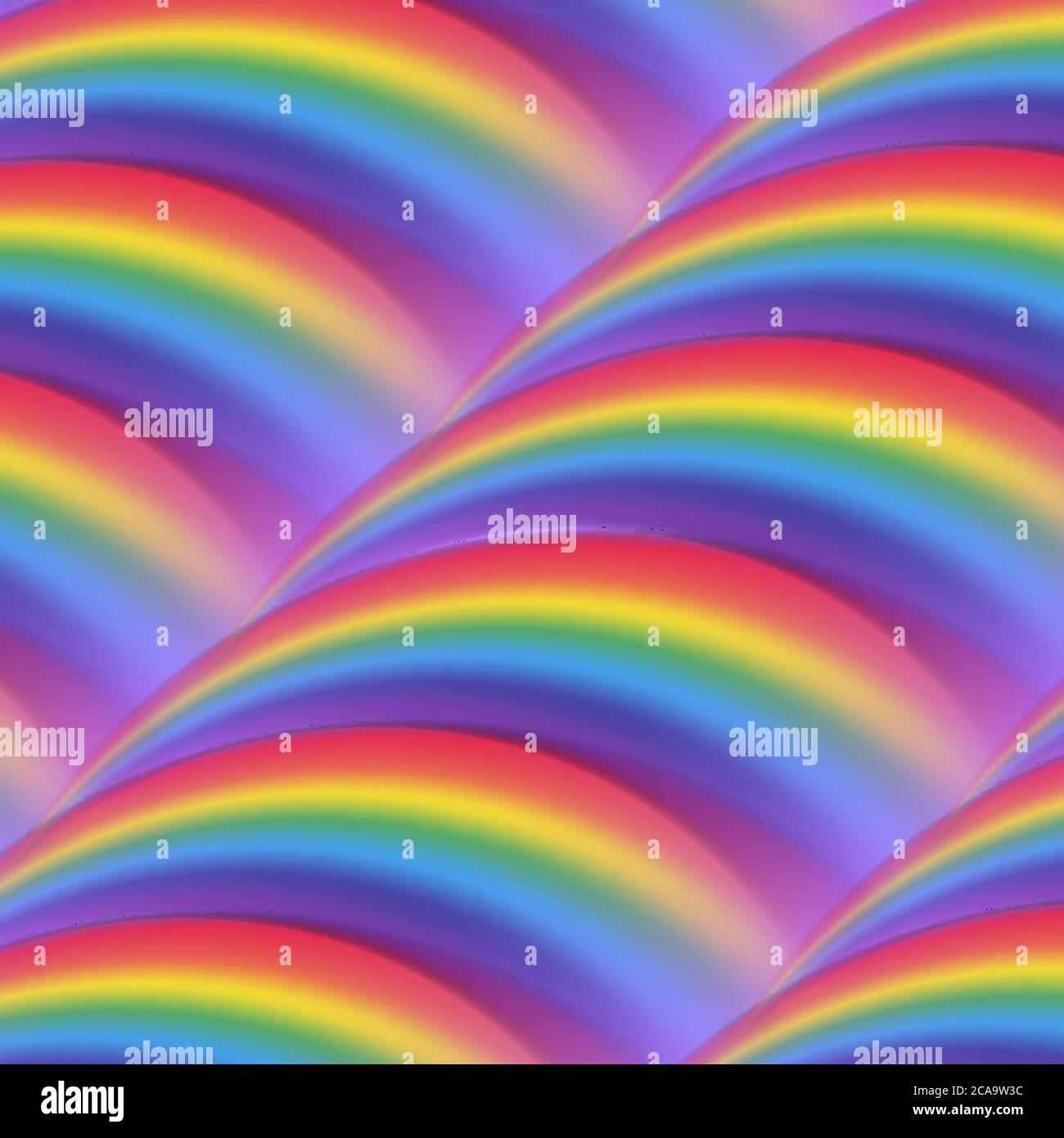 Farbenfroh realistischer mehrfarbiger Regenbogen. Natürliches arkuates Phänomen am Himmel. Vektorgrafik Stock Vektor